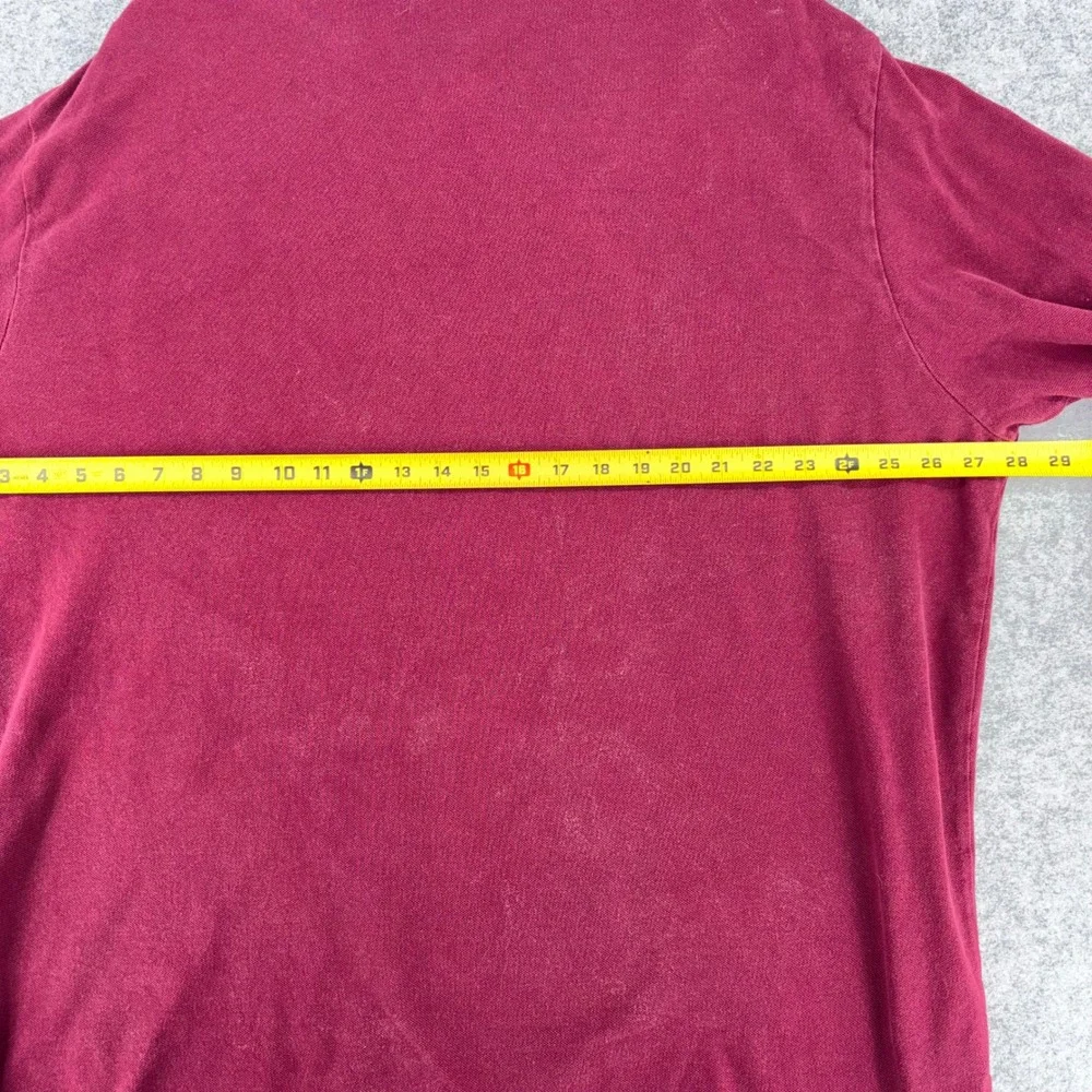 Ralph Lauren Mens XXL Long Sleeve Polo Shirt Burgundy Maroon Cotton Pique Y2K